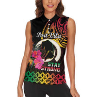 Personalised Vanuatu Port Vila Stay Strong Women Sleeveless Polo Shirt Long God Yumi Stanap