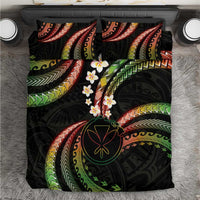 Hawaii Map Kanaka Maoli Bedding Set Fantastic Frangipani Reggae