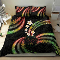 Hawaii Map Kanaka Maoli Bedding Set Fantastic Frangipani Reggae