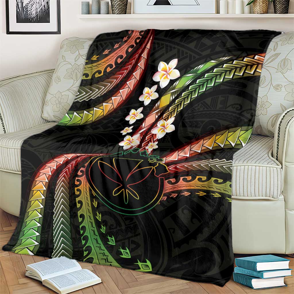 Hawaii Map Kanaka Maoli Blanket Fantastic Frangipani Reggae