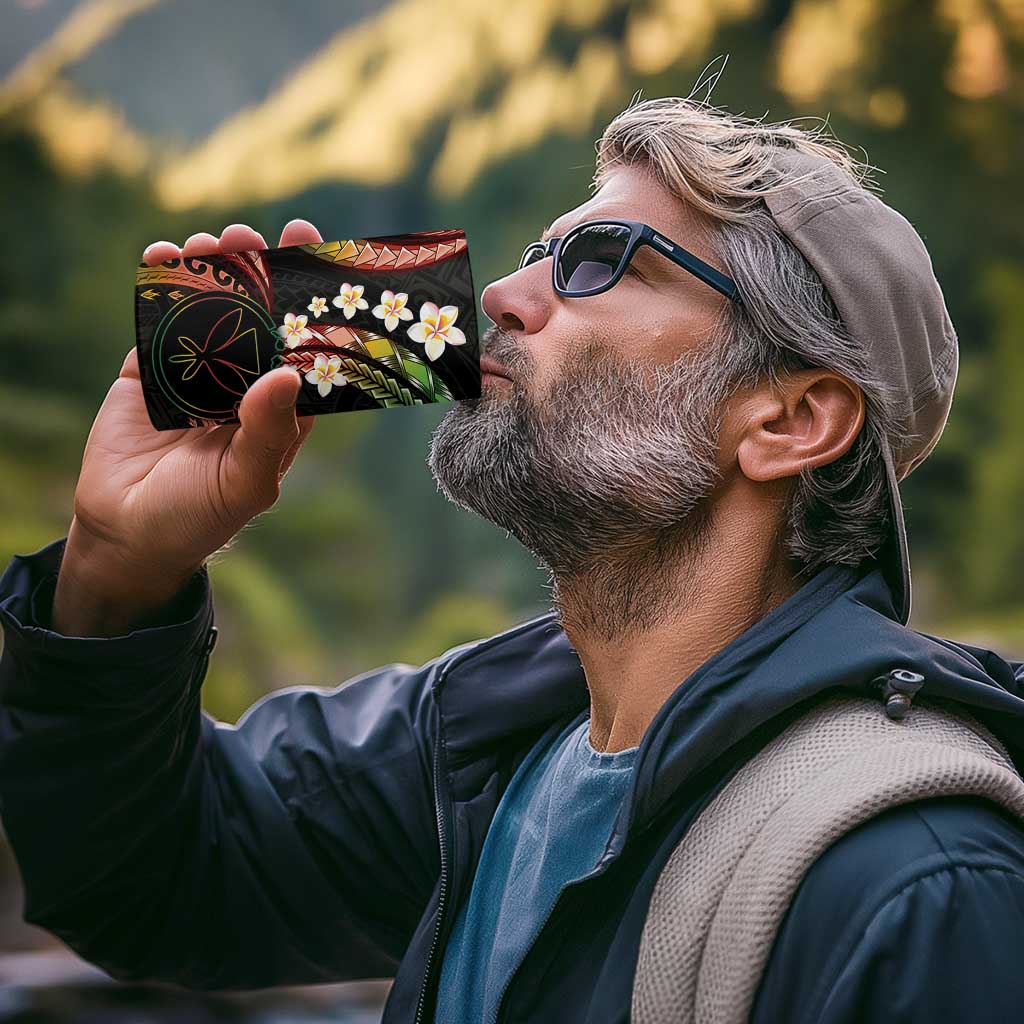 Hawaii Map Kanaka Maoli 4 in 1 Can Cooler Tumbler Fantastic Frangipani Reggae