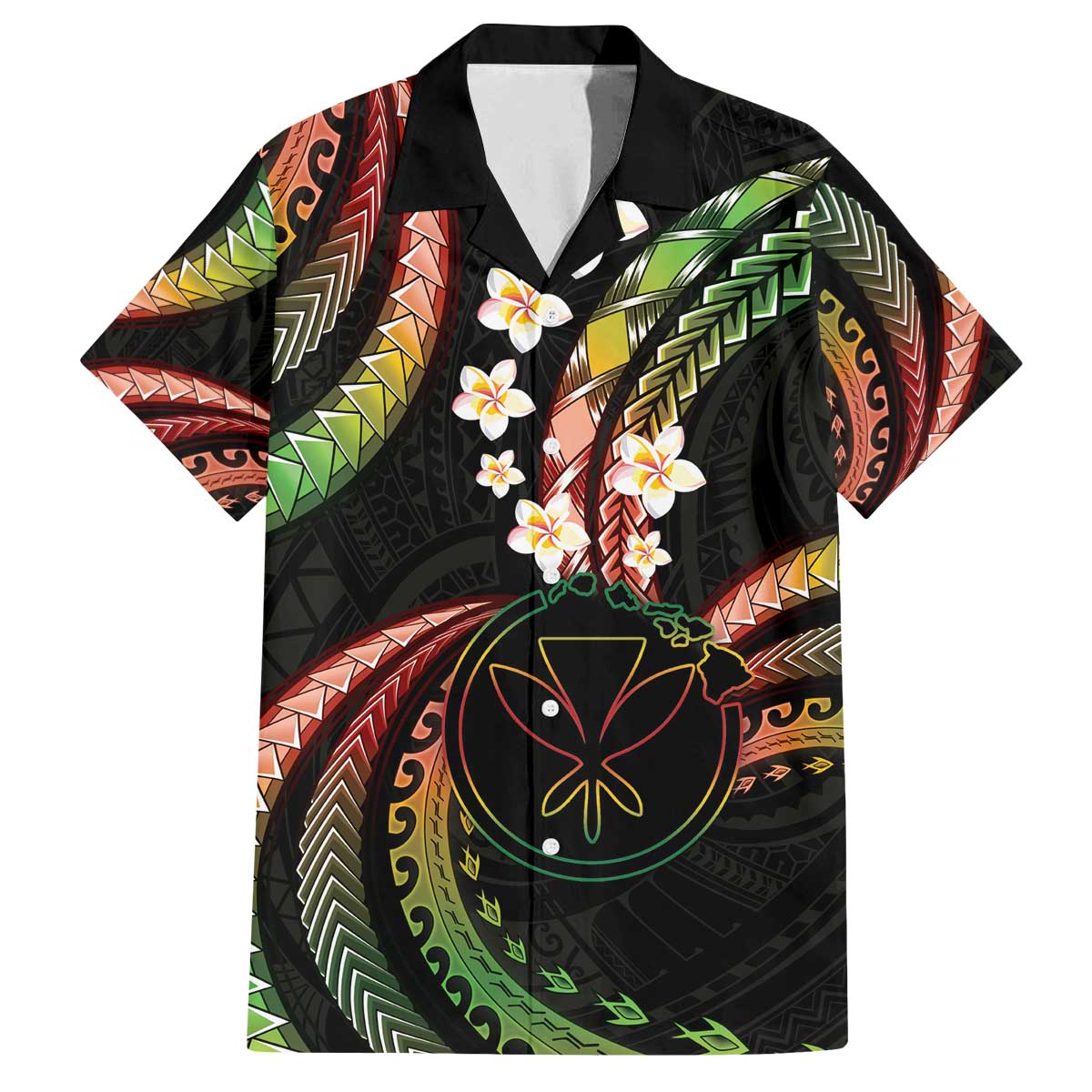 Hawaii Map Kanaka Maoli Family Matching Off The Shoulder Long Sleeve Dress and Hawaiian Shirt Fantastic Frangipani Reggae