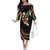 Hawaii Map Kanaka Maoli Family Matching Off The Shoulder Long Sleeve Dress and Hawaiian Shirt Fantastic Frangipani Reggae