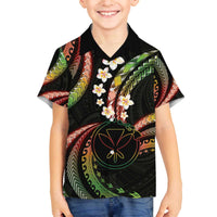 Hawaii Map Kanaka Maoli Family Matching Off The Shoulder Long Sleeve Dress and Hawaiian Shirt Fantastic Frangipani Reggae