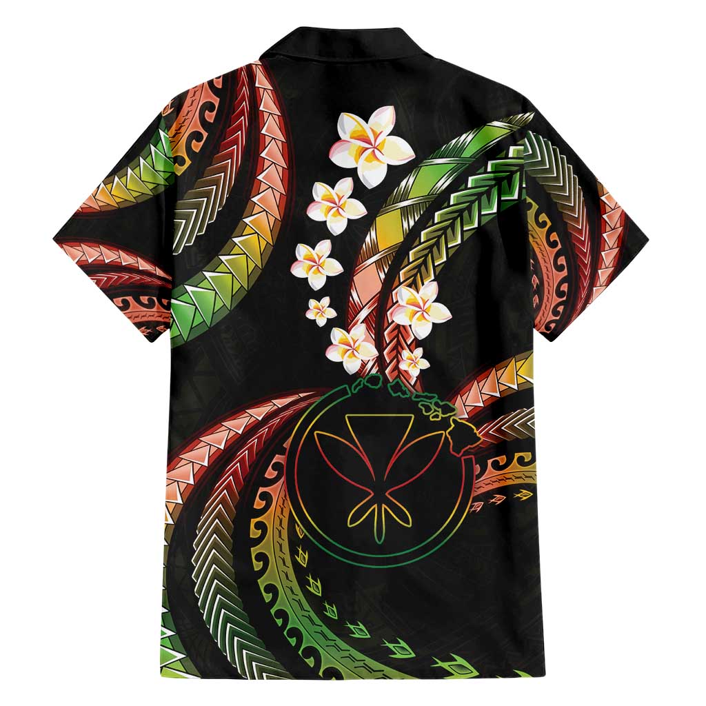Hawaii Map Kanaka Maoli Family Matching Short Sleeve Bodycon Dress and Hawaiian Shirt Fantastic Frangipani Reggae