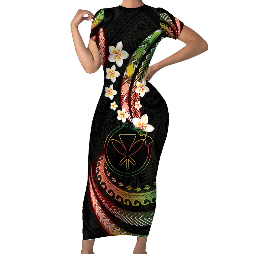 Hawaii Map Kanaka Maoli Family Matching Short Sleeve Bodycon Dress and Hawaiian Shirt Fantastic Frangipani Reggae