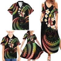 Hawaii Map Kanaka Maoli Family Matching Summer Maxi Dress and Hawaiian Shirt Fantastic Frangipani Reggae