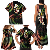 Hawaii Map Kanaka Maoli Family Matching Tank Maxi Dress and Hawaiian Shirt Fantastic Frangipani Reggae