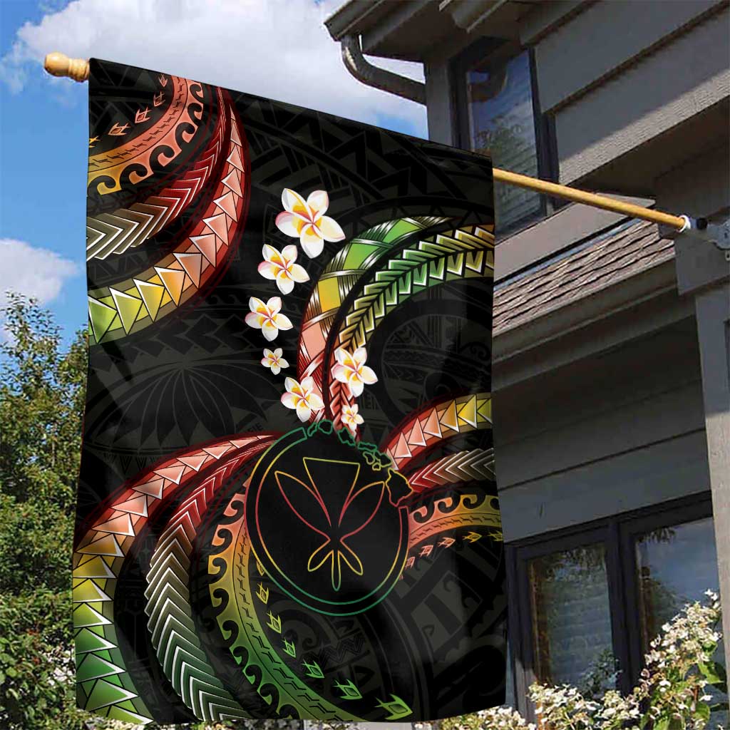 Hawaii Map Kanaka Maoli Garden Flag Fantastic Frangipani Reggae