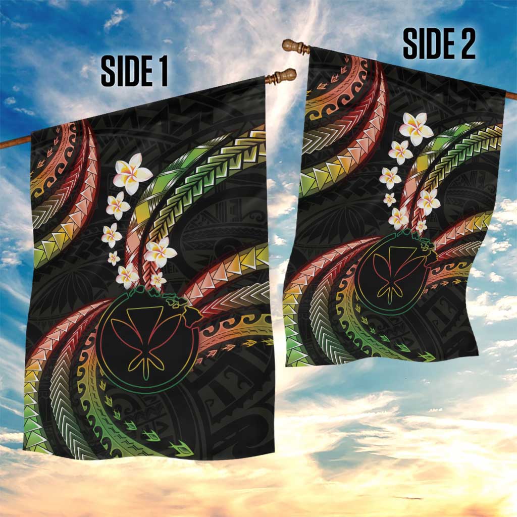 Hawaii Map Kanaka Maoli Garden Flag Fantastic Frangipani Reggae