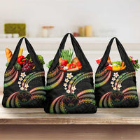 Hawaii Map Kanaka Maoli Grocery Bag Fantastic Frangipani Reggae