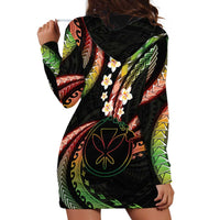 Hawaii Map Kanaka Maoli Hoodie Dress Fantastic Frangipani Reggae