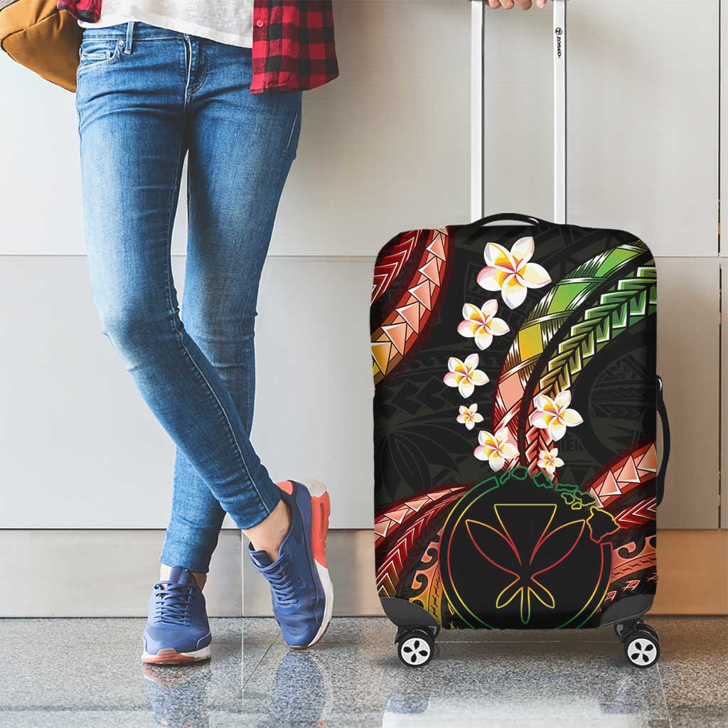 Hawaii Map Kanaka Maoli Luggage Cover Fantastic Frangipani Reggae