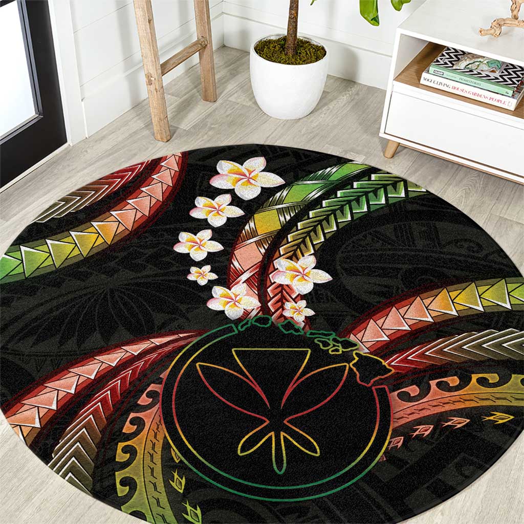 Hawaii Map Kanaka Maoli Round Carpet Fantastic Frangipani Reggae