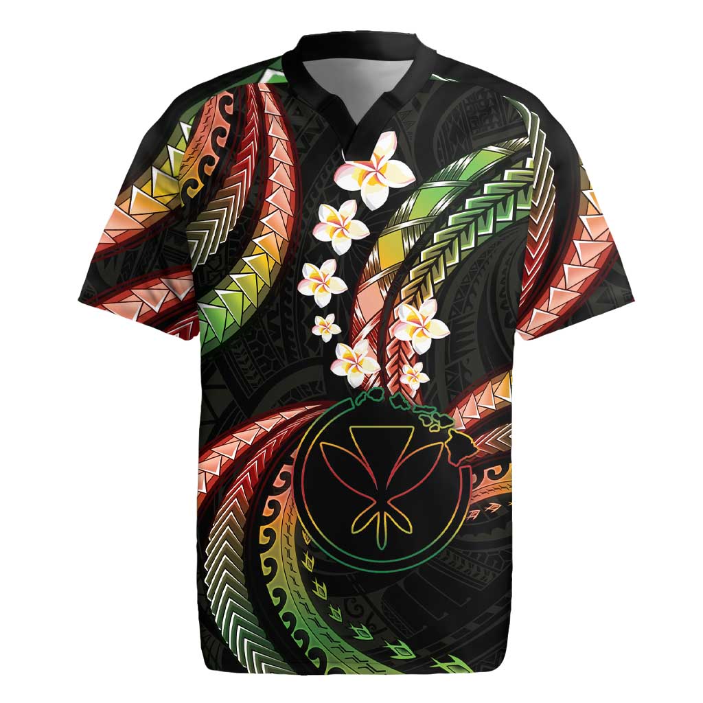 Hawaii Map Kanaka Maoli Rugby Jersey Fantastic Frangipani Reggae