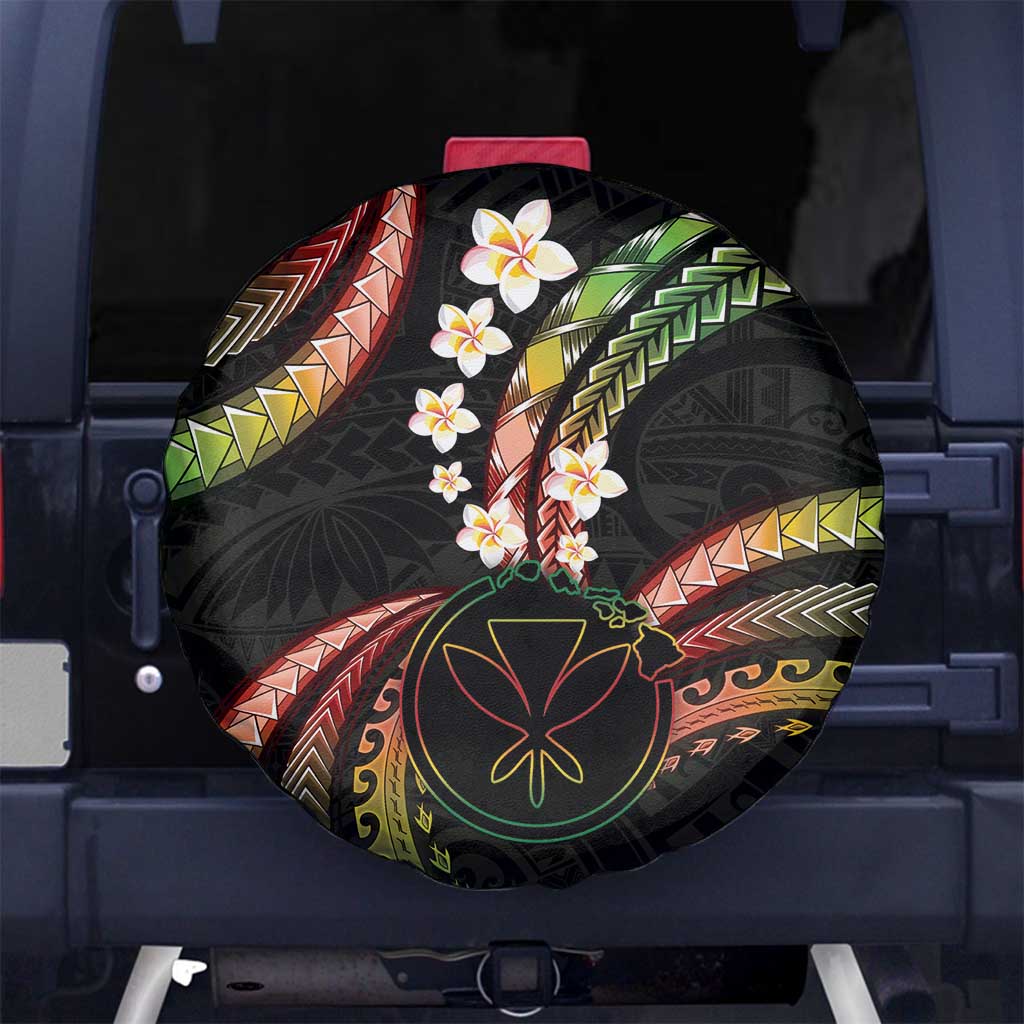 Hawaii Map Kanaka Maoli Spare Tire Cover Fantastic Frangipani Reggae