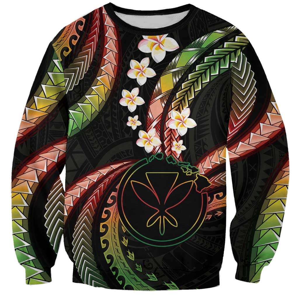 Hawaii Map Kanaka Maoli Sweatshirt Fantastic Frangipani Reggae