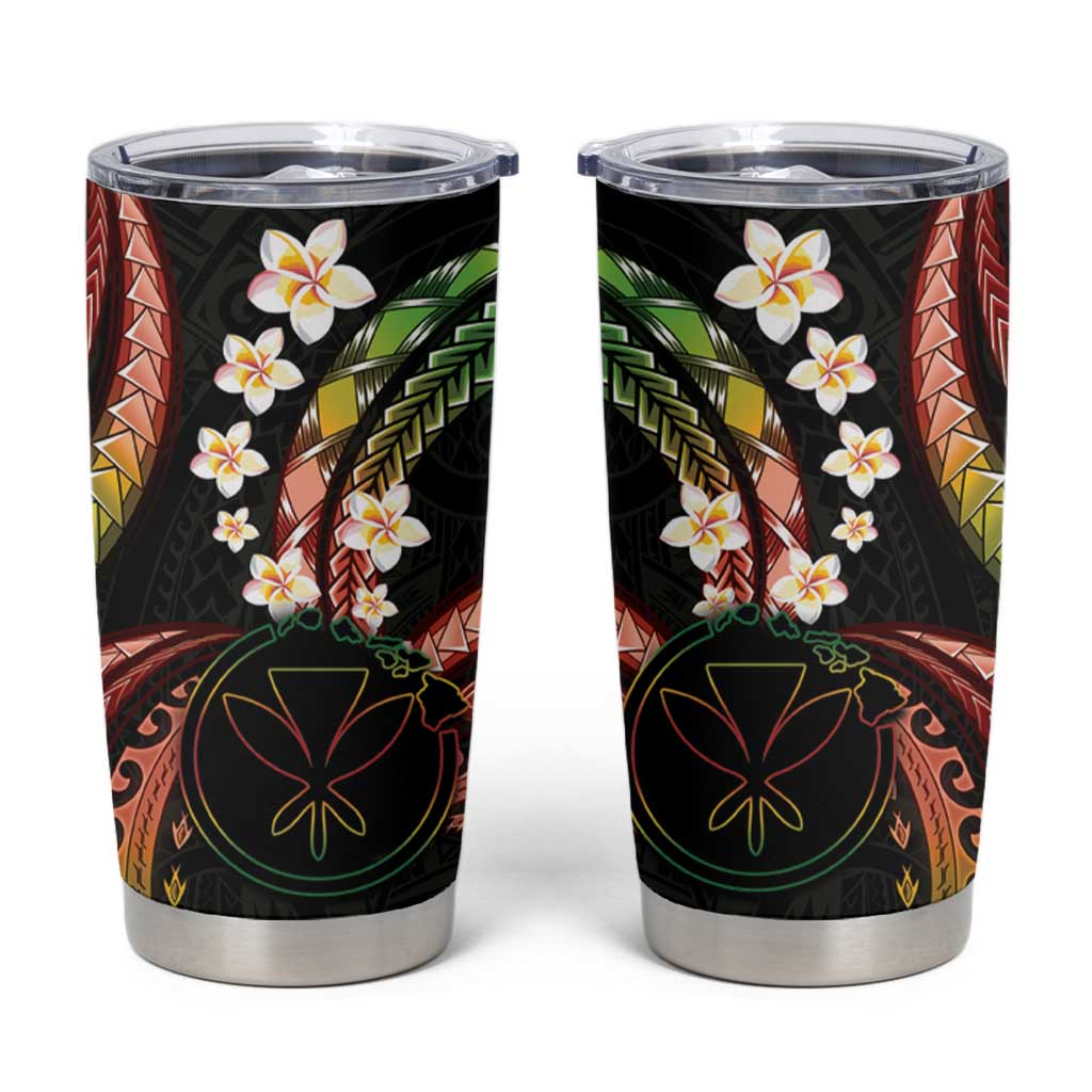 Hawaii Map Kanaka Maoli Tumbler Cup Fantastic Frangipani Reggae