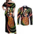 Hawaii King Kamehameha Couples Matching Off Shoulder Maxi Dress and Long Sleeve Button Shirt Fantastic Plumeria Reggae