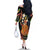 Hawaii King Kamehameha Family Matching Off The Shoulder Long Sleeve Dress and Hawaiian Shirt Fantastic Plumeria Reggae