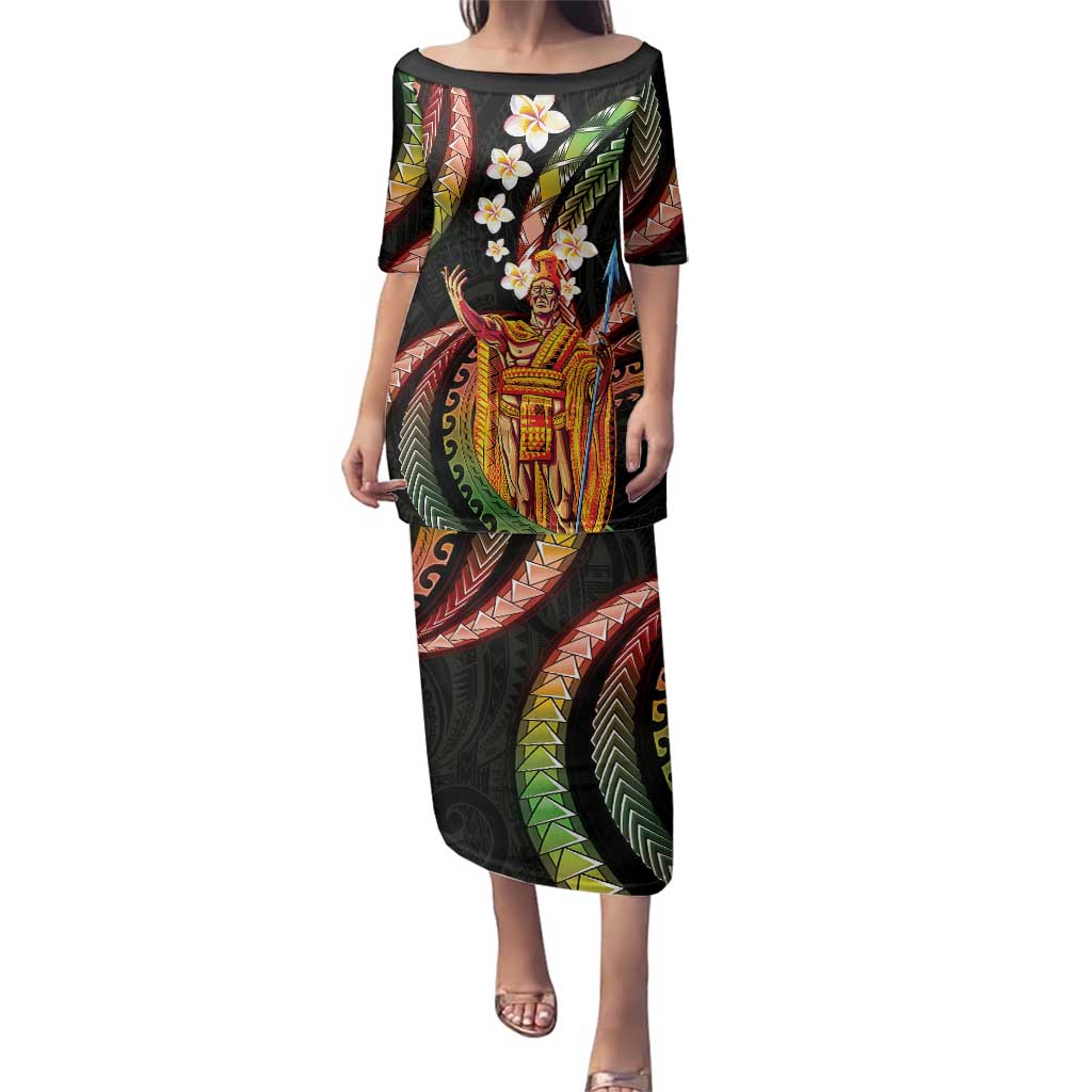 Hawaii King Kamehameha Family Matching Puletasi and Hawaiian Shirt Fantastic Plumeria Reggae