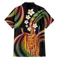 Hawaii King Kamehameha Family Matching Short Sleeve Bodycon Dress and Hawaiian Shirt Fantastic Plumeria Reggae