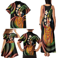 Hawaii King Kamehameha Family Matching Tank Maxi Dress and Hawaiian Shirt Fantastic Plumeria Reggae