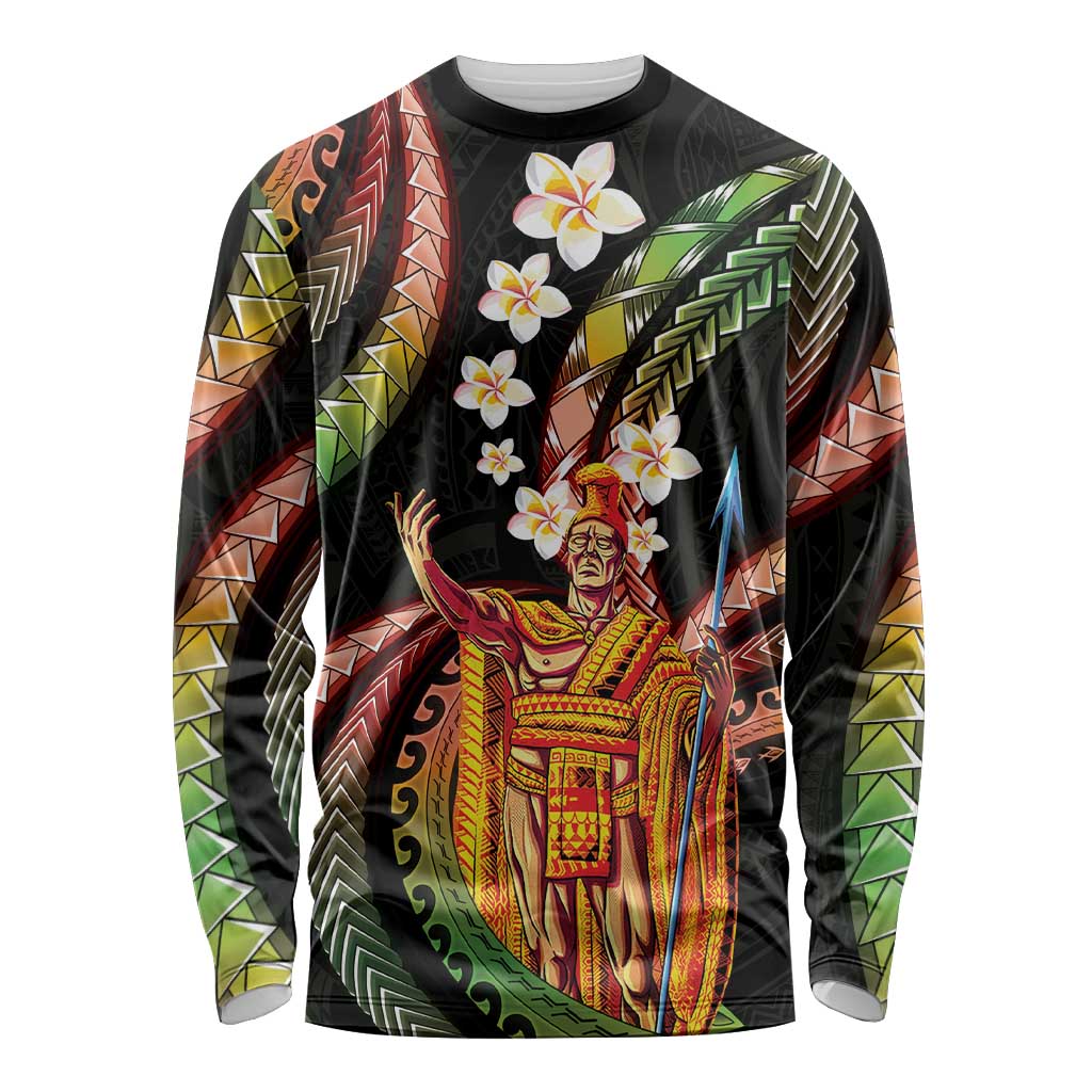 Hawaii King Kamehameha Long Sleeve Shirt Fantastic Plumeria Reggae