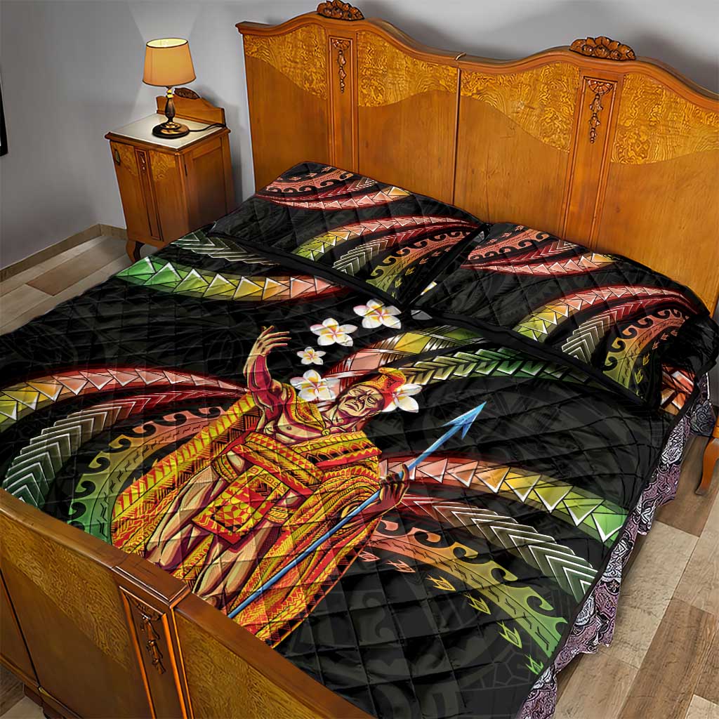 Hawaii King Kamehameha Quilt Bed Set Fantastic Plumeria Reggae