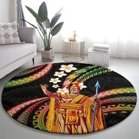 Hawaii King Kamehameha Round Carpet Fantastic Plumeria Reggae