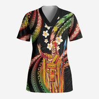 Hawaii King Kamehameha Scrub Top Fantastic Plumeria Reggae - Polynesian Pride