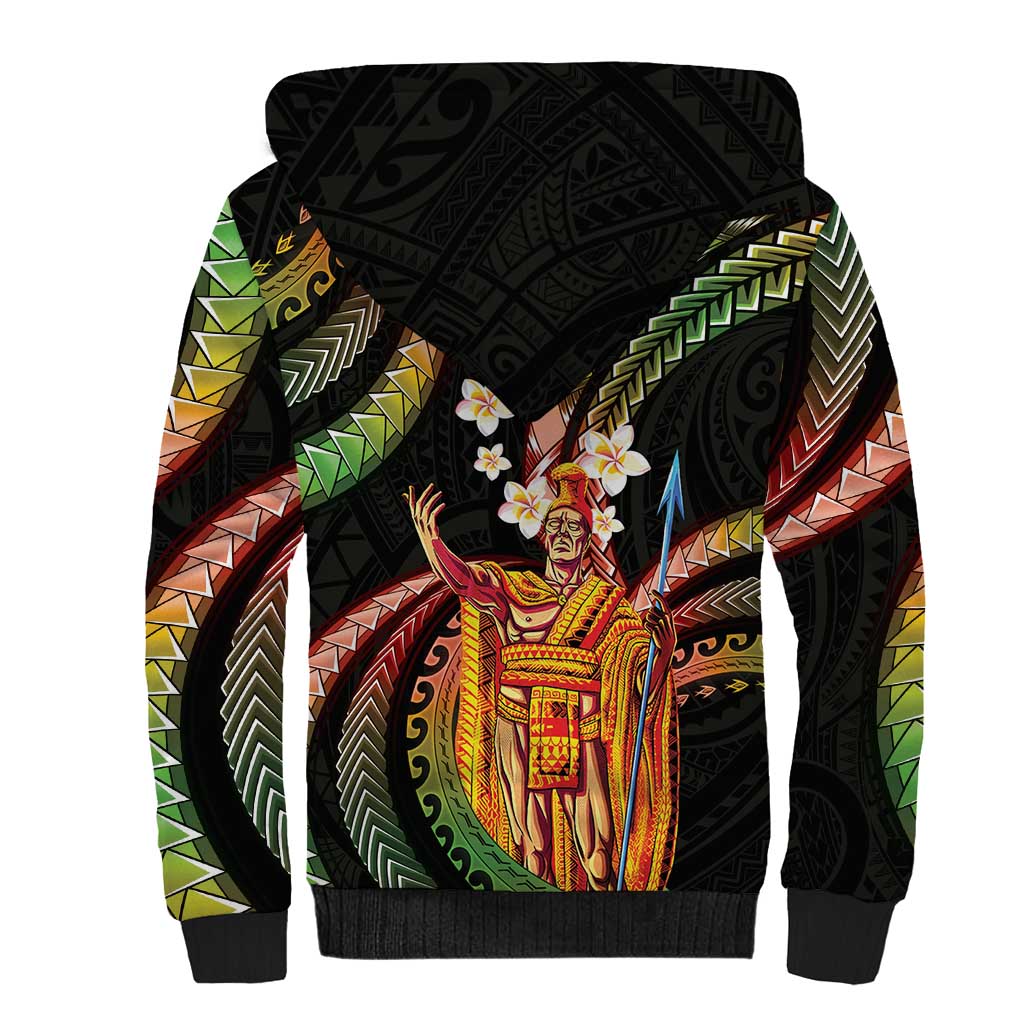 Hawaii King Kamehameha Sherpa Hoodie Fantastic Plumeria Reggae