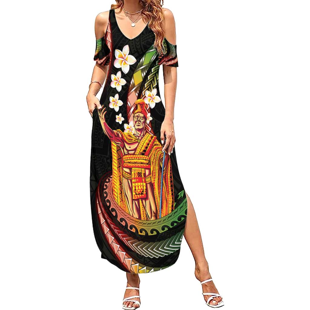 Hawaii King Kamehameha Summer Maxi Dress Fantastic Plumeria Reggae