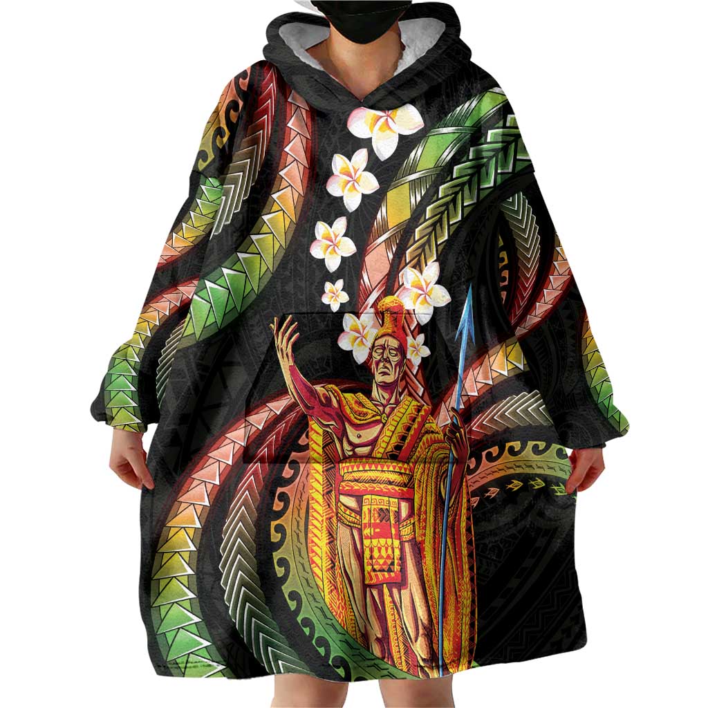 Hawaii King Kamehameha Wearable Blanket Hoodie Fantastic Plumeria Reggae