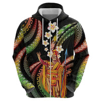 Hawaii King Kamehameha Zip Hoodie Fantastic Plumeria Reggae