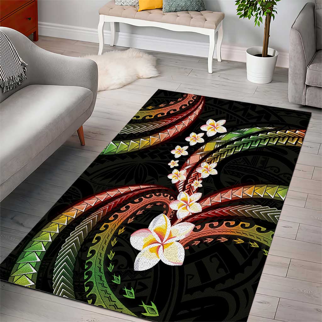 Hawaii Plumeria Reggae Area Rug Polynesian Pattern