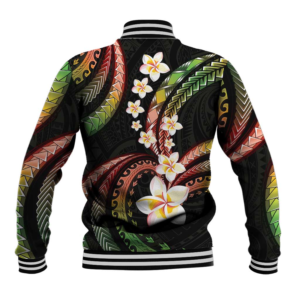 Hawaii Plumeria Reggae Baseball Jacket Polynesian Pattern