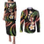 Hawaii Plumeria Reggae Couples Matching Puletasi and Long Sleeve Button Shirt Polynesian Pattern