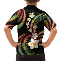 Hawaii Plumeria Reggae Family Matching Puletasi and Hawaiian Shirt Polynesian Pattern