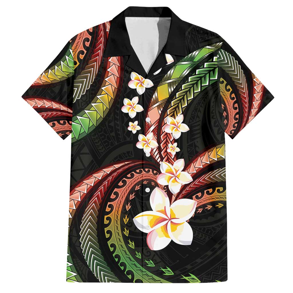 Hawaii Plumeria Reggae Family Matching Summer Maxi Dress and Hawaiian Shirt Polynesian Pattern