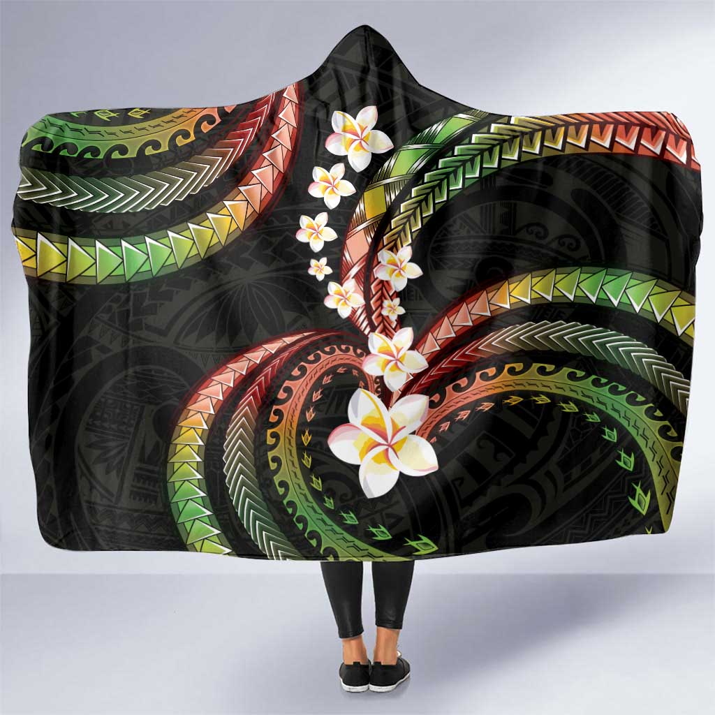 Hawaii Plumeria Reggae Hooded Blanket Polynesian Pattern