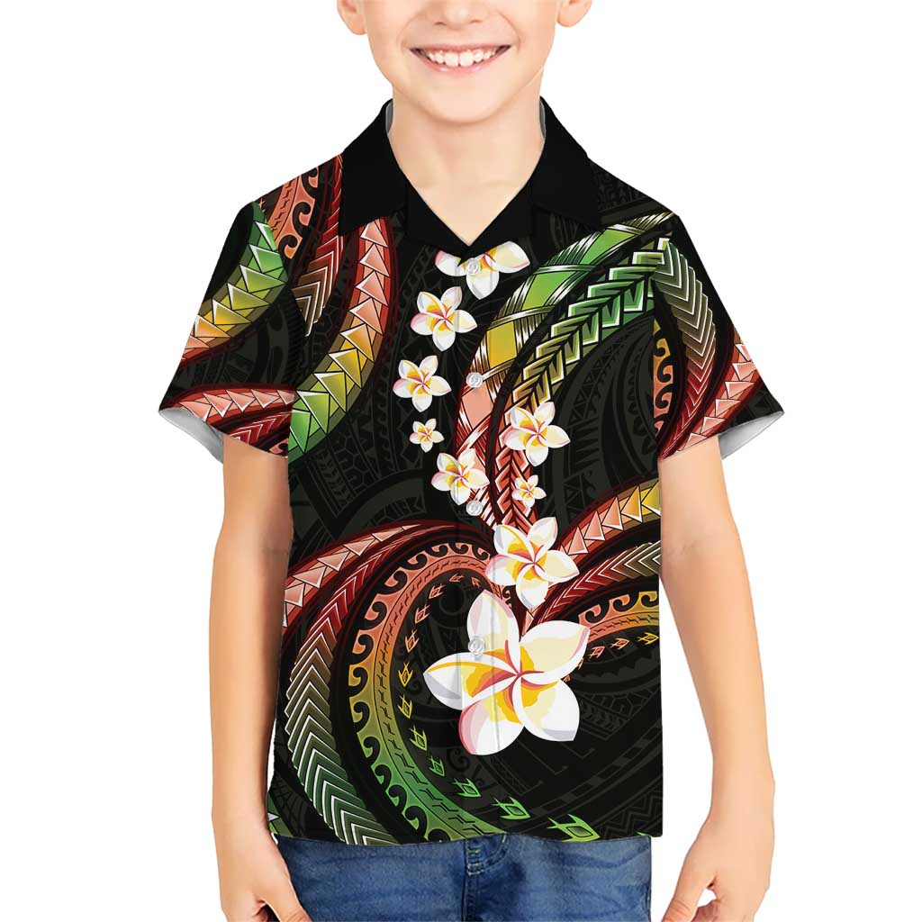 Hawaii Plumeria Reggae Kid Hawaiian Shirt Polynesian Pattern