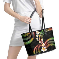 Hawaii Plumeria Reggae Leather Tote Bag Polynesian Pattern