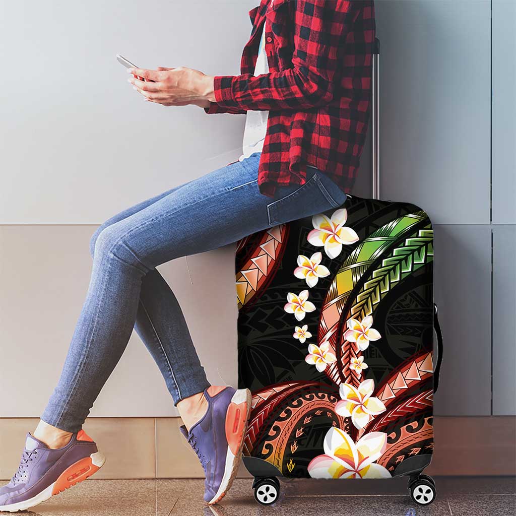 Hawaii Plumeria Reggae Luggage Cover Polynesian Pattern