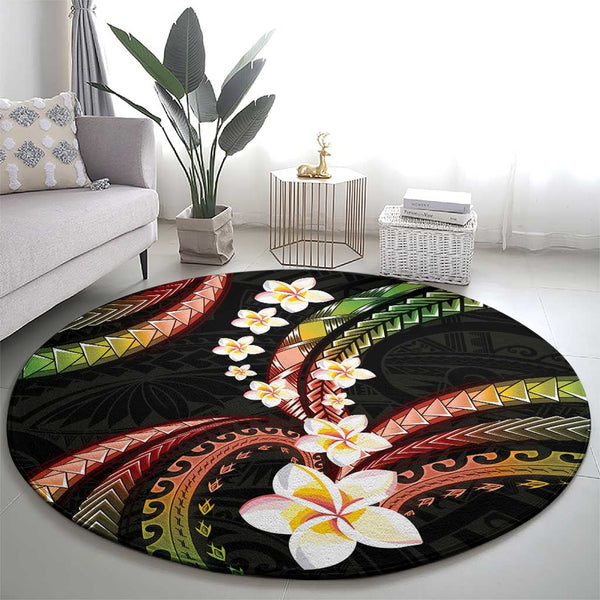 Hawaii Plumeria Reggae Round Carpet Polynesian Pattern LT01