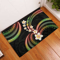 Hawaii Plumeria Reggae Rubber Doormat Polynesian Pattern