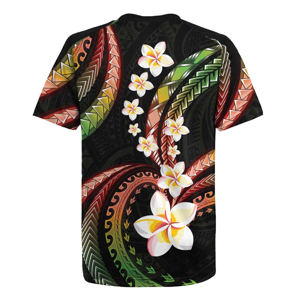 Hawaii Plumeria Reggae Rugby Jersey Polynesian Pattern