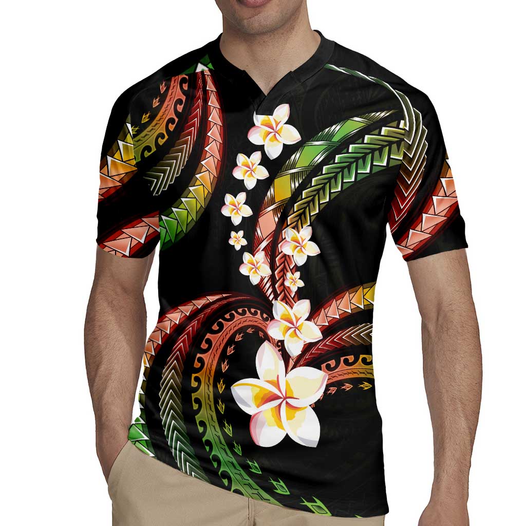 Hawaii Plumeria Reggae Rugby Jersey Polynesian Pattern