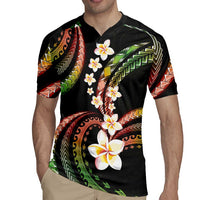 Hawaii Plumeria Reggae Rugby Jersey Polynesian Pattern