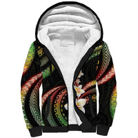 Hawaii Plumeria Reggae Sherpa Hoodie Polynesian Pattern